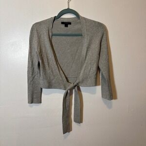 Express Womens Silver Metallic Knit Wrap Cardigan Sweater Size S